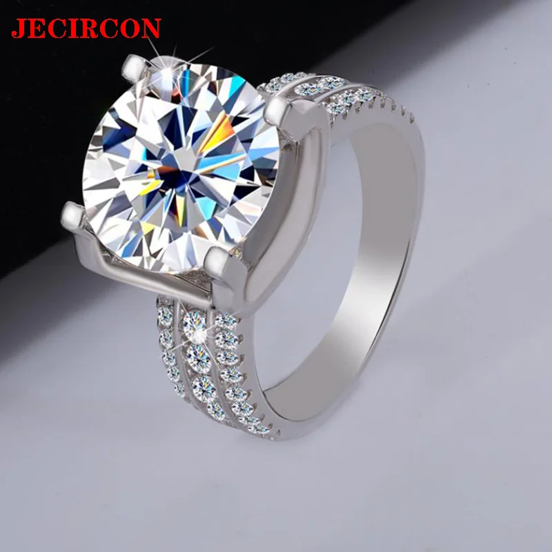 

JECIRCON S925 стерлингового серебра 5 карат с муассанитом для женщин, 6 цветов с бриллиантами на выбор, роскошные сверкающие обручальные кольца, ювелирные изделия