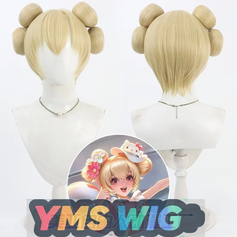 

[YMS WIG] Красочный парик с единорогом Xiao Qiao Cos Hello Kitty, желтый сплит