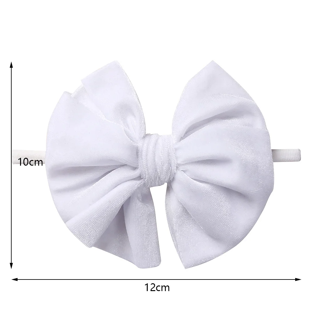 Sweet Korean Velvet Hair Scrunchies Solid Velour Elastic Nylon Bands for Baby Girl Fashion Bow Knot Headband Newborn Accessories