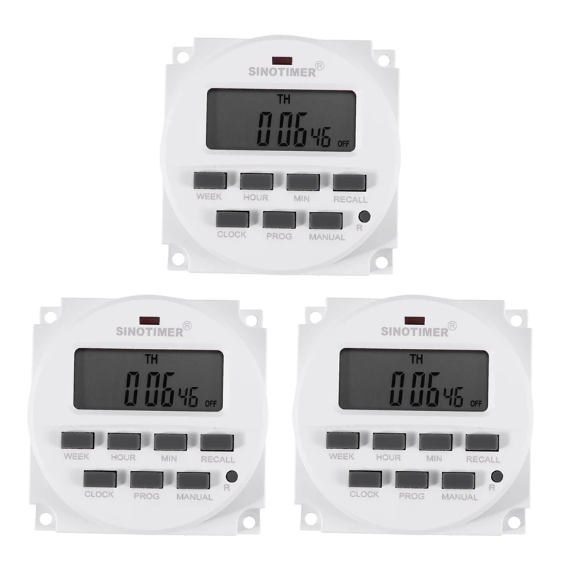 

Sinotimer 3X Tm618h-2 220V Ac Digital Time Switch Output Voltage 220V 7 Day Weekly Programmable Timer Switch For Lights