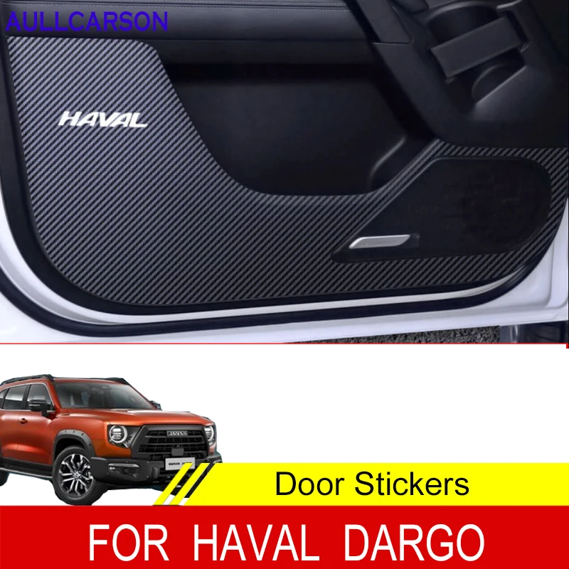 For Haval Dargo 2023 2022 2021 Door Anti Kick Pad Protection Stickers Carbon Fiber Inner Side Edge Film Car Accessories