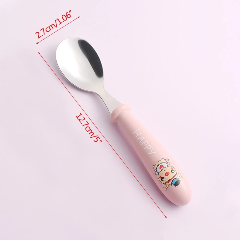 Baby Kids Cartoon Cute Spoon Fork Stainless Steel Tableware Training Learning  Feeding Scoop Fork Utensils for Child