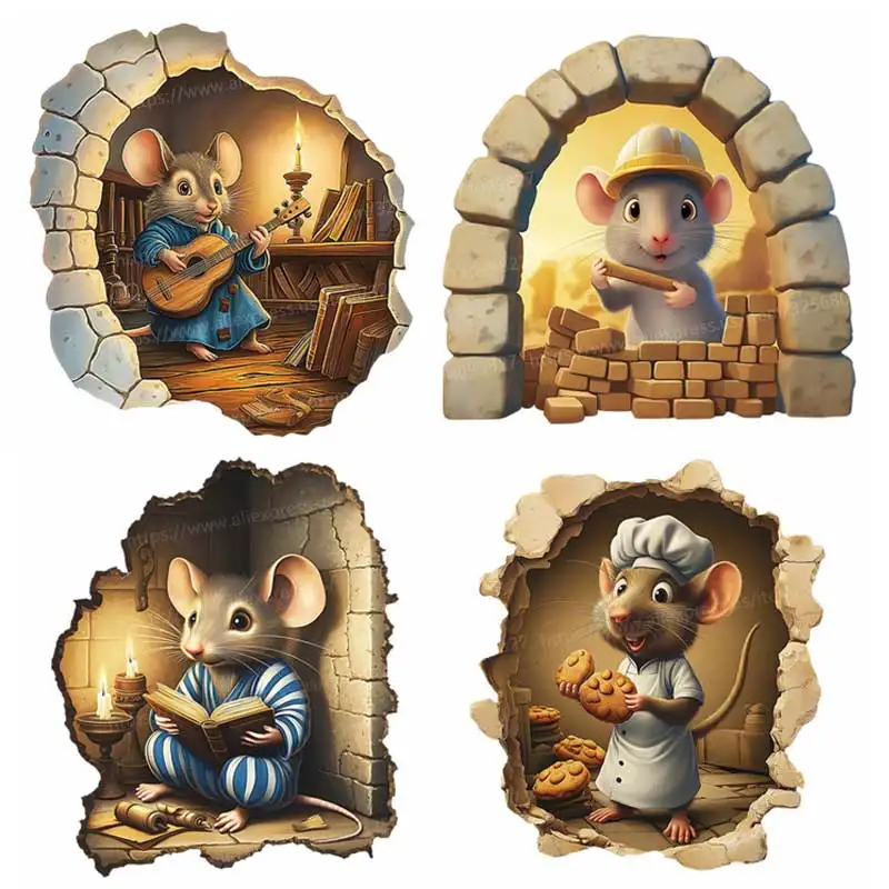 Cartoon Mouse Hole Xpress Sticker DIY Wall Stickers Home Decoration Refrigerator Home Decoration Waterproof Decal Stickers M1340