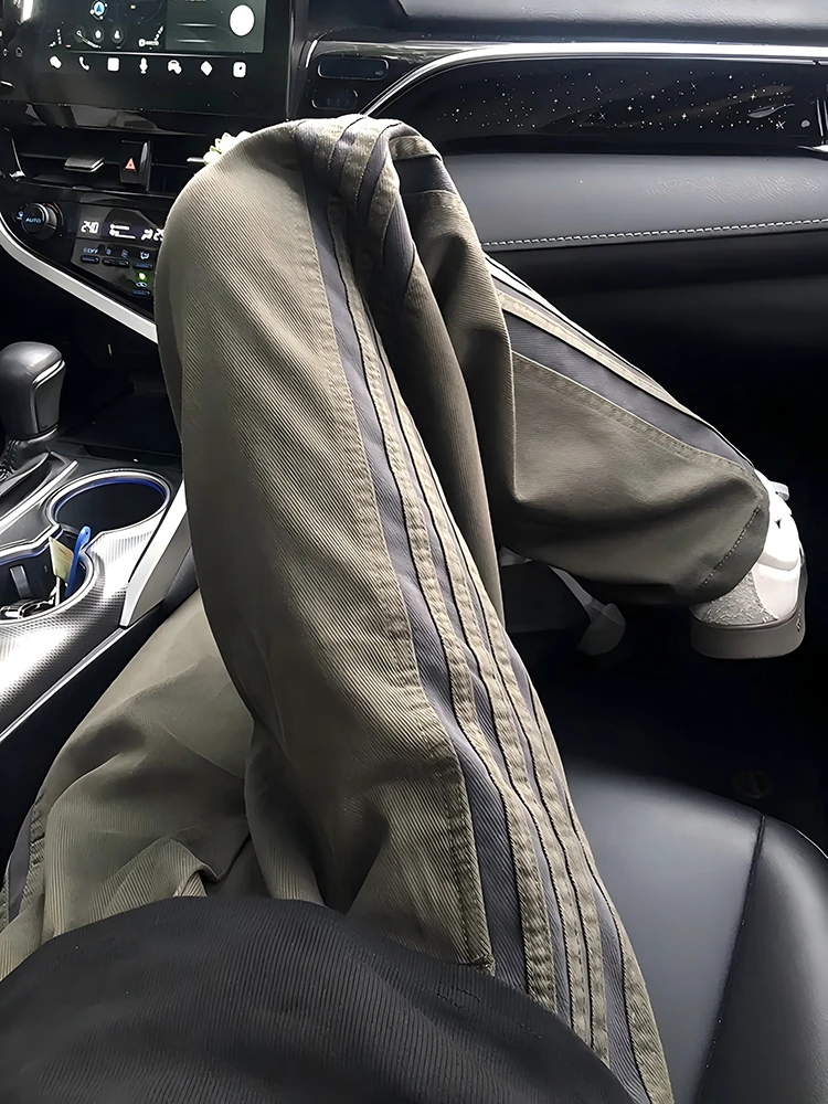 

Мужские повседневные брюки в полоску в стиле милитари, осенне-зимние, в американском стиле, рабочая одежда, спортивные брюки прямого кроя