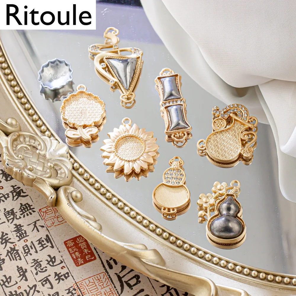4PCS Bamboo Sunflower Gourd Water Bottle Song Brocade Double Cover DIY Pendant Blank