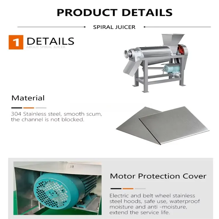 SUS304 Spiral Juicing Machine Screw Juicer
