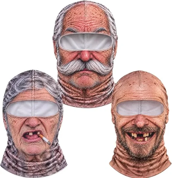 Old Man Face Balaclava Mask 3D Printed Full Face Stretch Headwear Halloween Cosplay Costume Mask Carnival Party Masquerade Prop