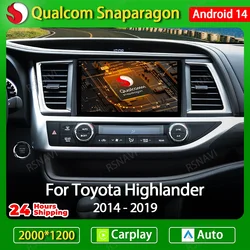 Android 14 Car Radio For Toyota Highlander 2014 2015 2016 2017 2018 2019 Carplay Auto Multimedia Video Player 4G WIFI GPS NAVI