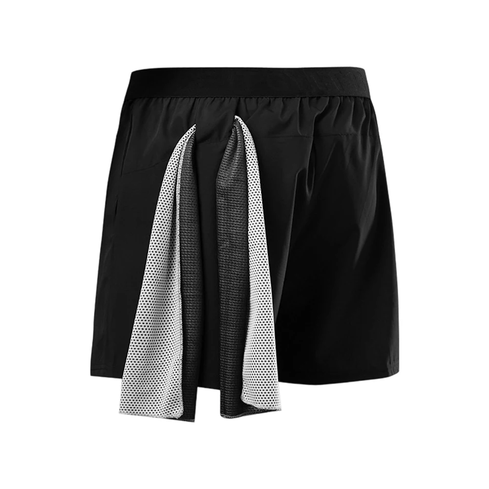 Men's Running Gym Shorts Quick-Dry Polyester Lightweight Fabric with Symmetrical Slanted Pockets and Towel Loop