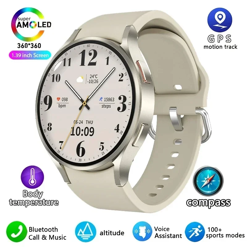 2024 New Watch 6 Classic Smart Watch - Bluetooth Call, HD AMOLED, Voice Call, NFC, GPS for Women & Men, Ideal for Sports