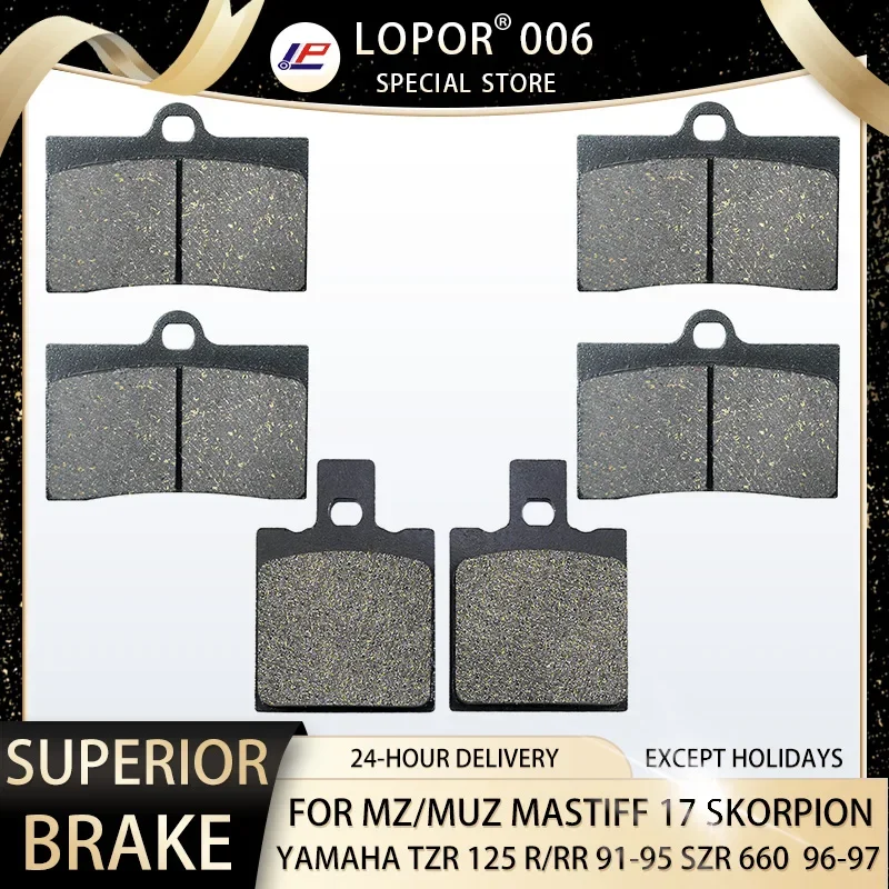 

LOPOR Motorcycle Brake Pads Front&Rear For MZ/MUZ Mastiff 17 Skorpion YAMAHA TZR 125 R 1991-1993 RR 1994-95 SZR 660 1996-97