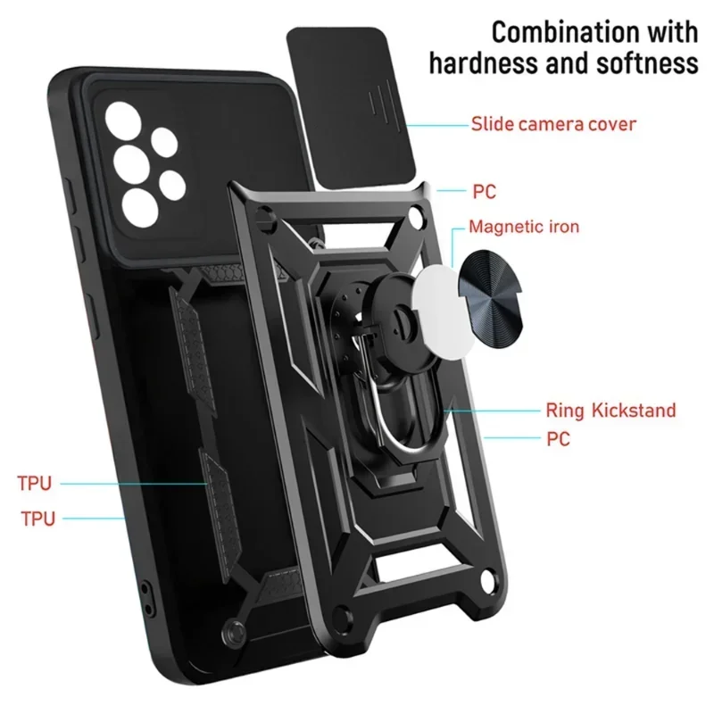 Armor Slide Camera Lens Case for Samsung Galaxy S24 S23 S22 S21 S20 Plus Note 20 Ultra A54 A53 5G S23 S20 FE Bumpers Cover