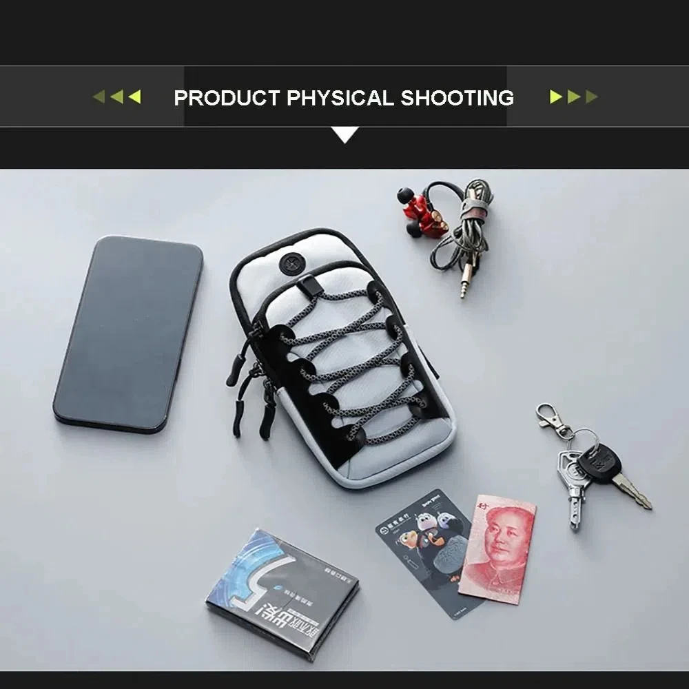 

Lightweight Double-layers Running Phone Bag Adjustable Protective Wrist Phone Bag Portable Reflective Sports Arm Bag Sports