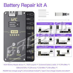 i2C KC01 Battery Repair Programmer for iPhone 8-15 Pro Max Repair Data Error Health Warnning Cycle Times Modify tools sets