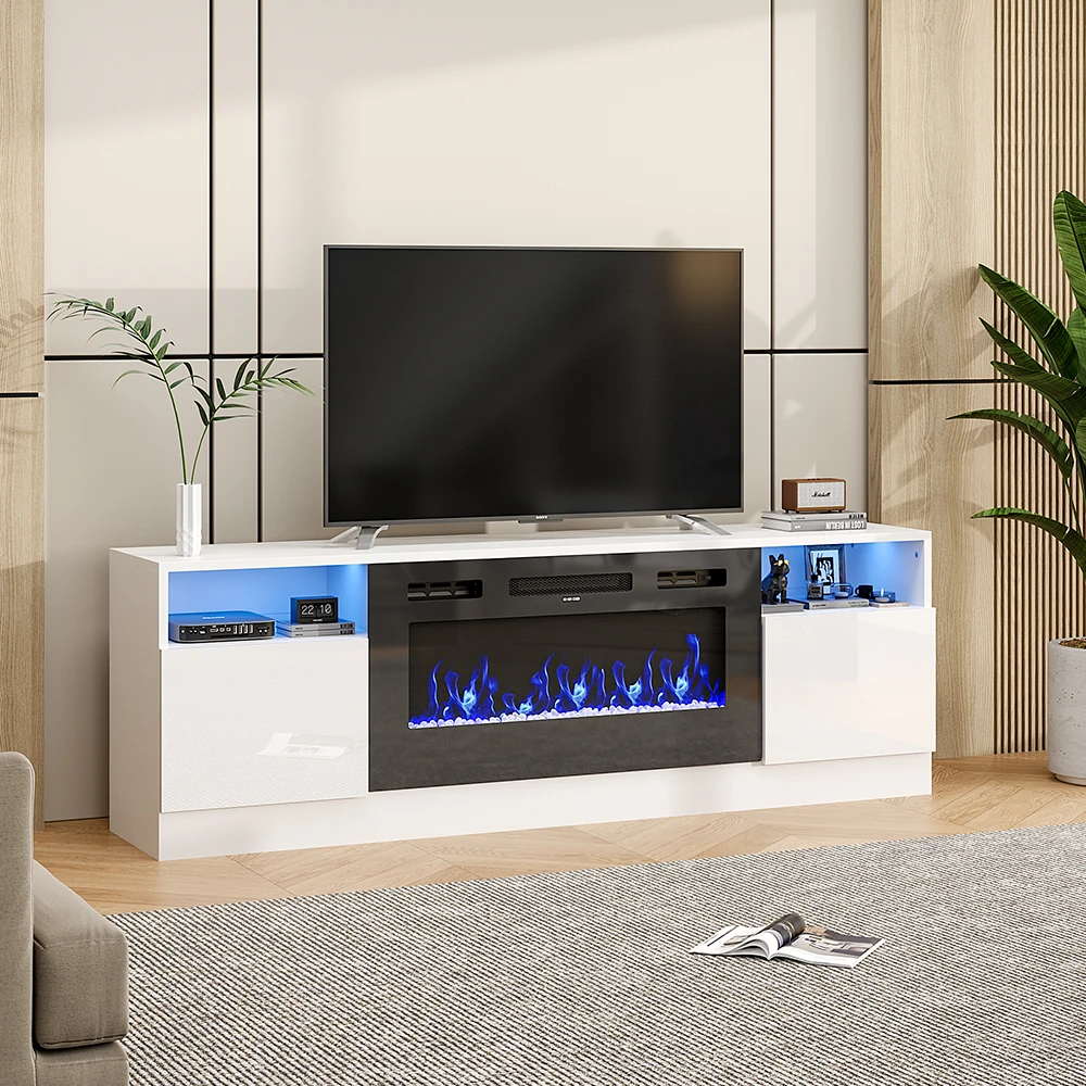 【Breeins】Recessed Electric Fireplace TV Stand with Closed Storage Home Decoration With Remote Modern