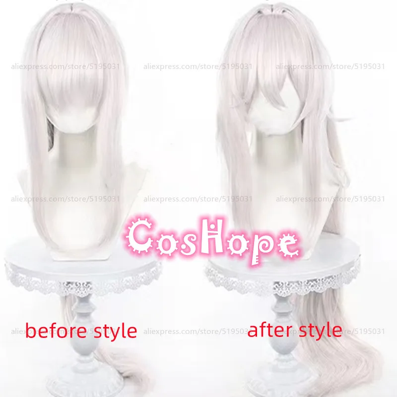 Thelema Cosplay Wig 100cm Long Straight Silver White Pink Mixed Wig Cosplay Anime Cosplay Wigs Heat Resistant Synthetic Wig