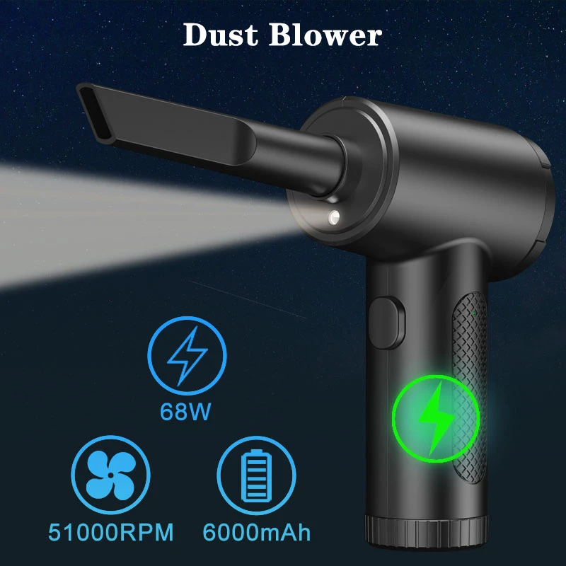 

68W High Rotational Speed Portable Dust Cleaning Tools Wireless Brushed Motor Blower Desktop Cleaning Multi Function Leaf Blower