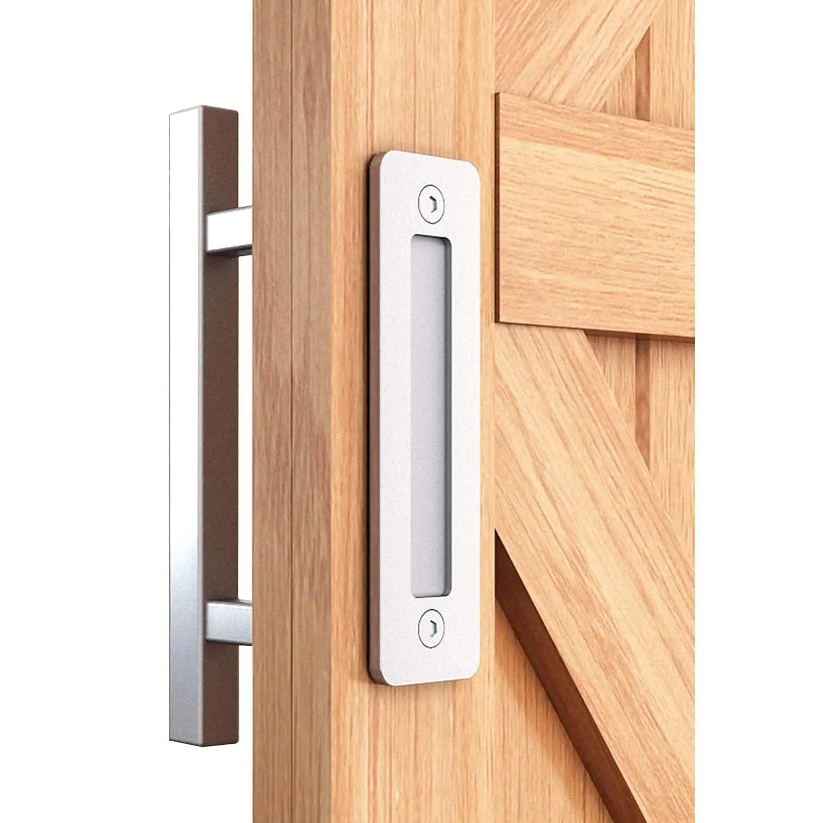 Imagem -04 - Lwzh Deslizante Celeiro Porta Pull Handle Heavy Duty Preto Handle Flush Pull Conjunto Carbono Aço Inoxidável Porta Hardware 30cm