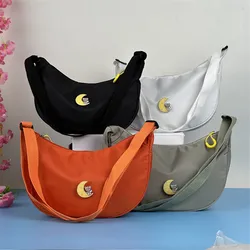 Nylon Single Shoulder Bag Solid Color Crossbody Bag for Women Teen Girls College , White-Collar , Office,Work ,Business, Travel