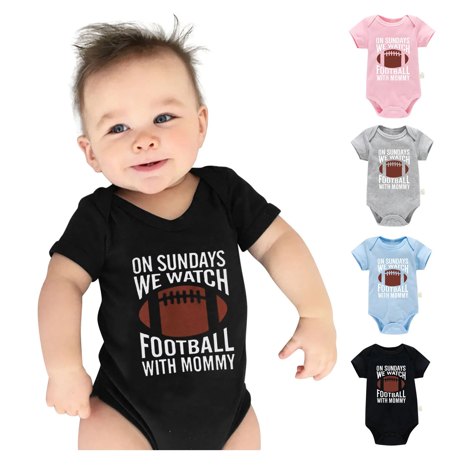 Funny On Sunday We Watch Football With Daddy Mommy Infant Baby Girls Boys Rompers Long Sleeve Jumpsuits Spring Summer Clothes