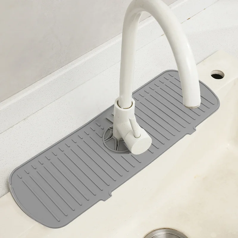 

1pc Silicone Faucet Mat Large Sink Splash Pad Water Ripple Kitchen Bathroom Drainage Pad Countertop Protector
