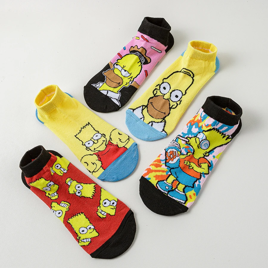 Men Women MINISO Disney Cartoon Anime Gamers Socks Invisible Short Boat Socks Christmas Halloween Novelty Funny Happy Crazy