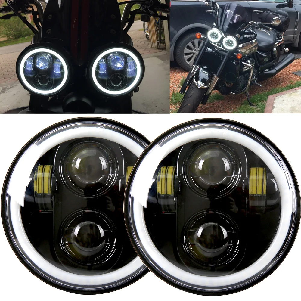 Motorcycle headlight 5.75 inch lamp Halo for Triumph Rocket iii 3 & Speed Triple & Street Triple & Thunde 5 3/4 Inch