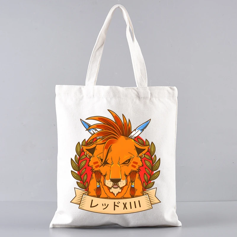 FINAL FANTASY XIVT Bolsas de compras para mulheres sacola resuável Harajuku bolsa de compras de grande capacidade com impressão de anime