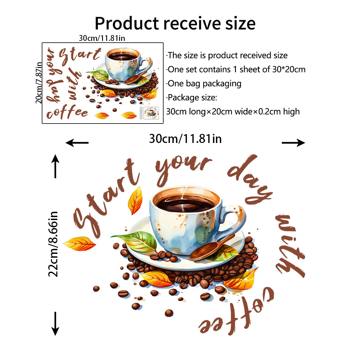 Creative Coffee Cup Wall Stickers Living Room Restaurant Decoration Mural Cafe For Kitchen Home Decor Self-adhesive Wallpaper