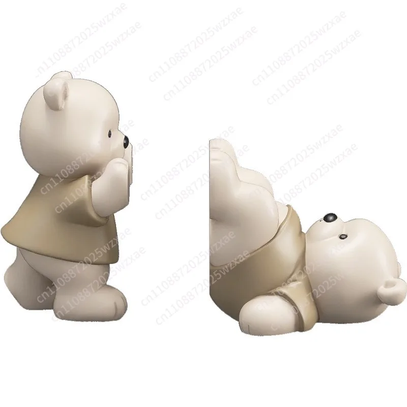 

Bear Book End Figurine Cream Style, Little Decorations, Living Room, Hallway, Wine Cabinet, Bookcase, Home Decor, Birthday Gift
