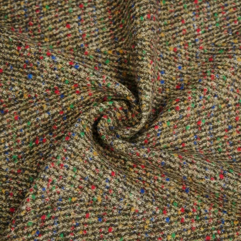 imported-light-brown-colorful-dotted-herringbone-woolen-coarse-fabric-overcoatdiyclothb