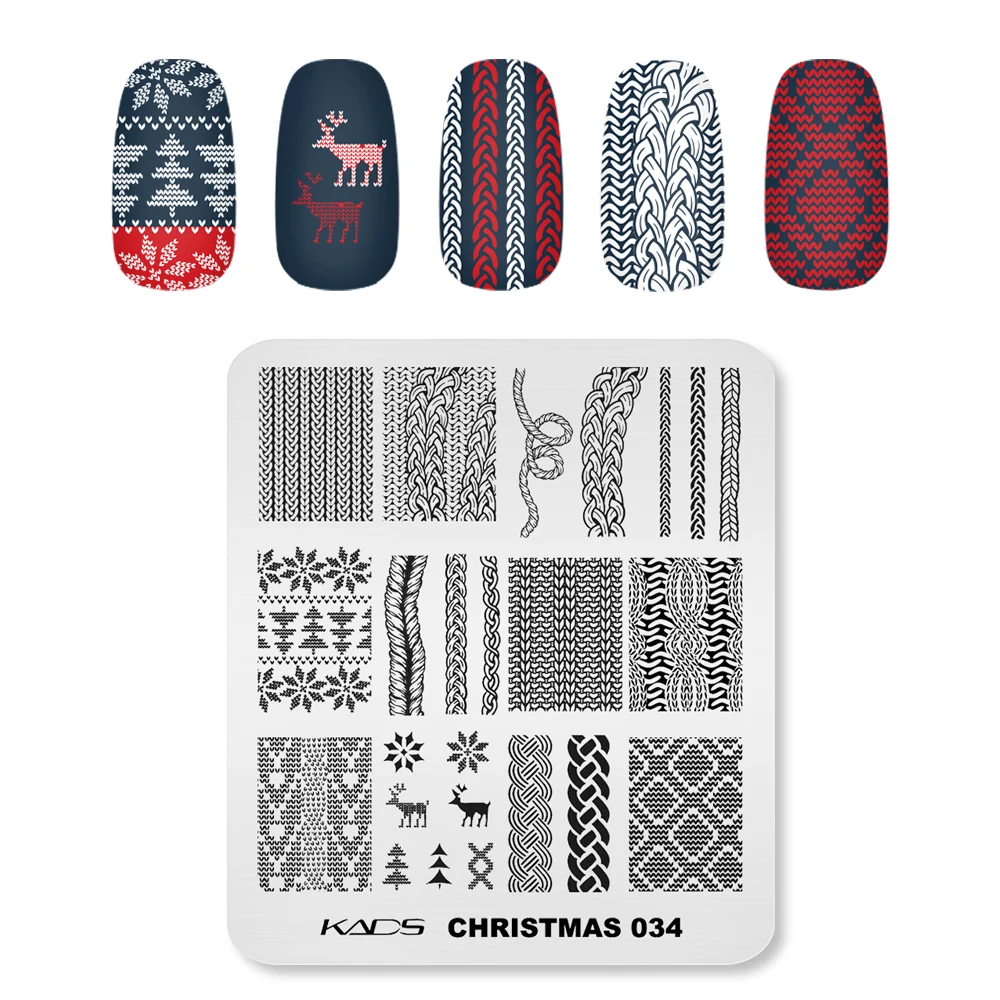 KADS Christmas Nail Art Stamping Plates Snowflakes Halloween Skull Ghost Image Stamp Templates Print Manicure Stencils Tools