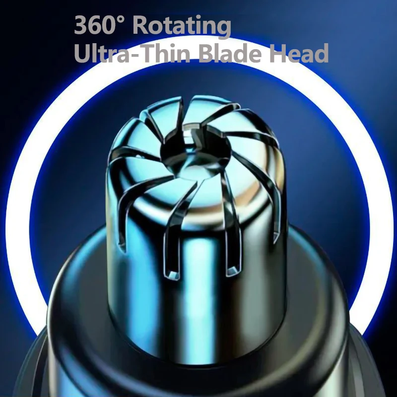 ماكينة تشذيب شعر الأنف الكهربائية للرجال والنساء بشاشة رقمية 360 درجة °   آلة دوارة لإزالة شعر الأنف والأذن، شفرة حلاقة قابلة للفصل