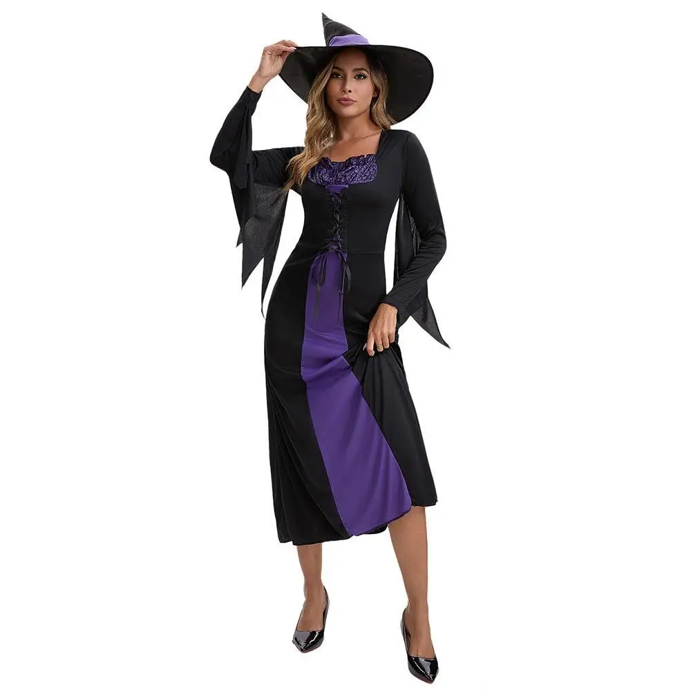 2025年新作プラスサイズパープルデビルウィッチコスチュームステージハロウィンパフォーマンス衣装女性用ファッショナブルウィッチ衣装パーティー用