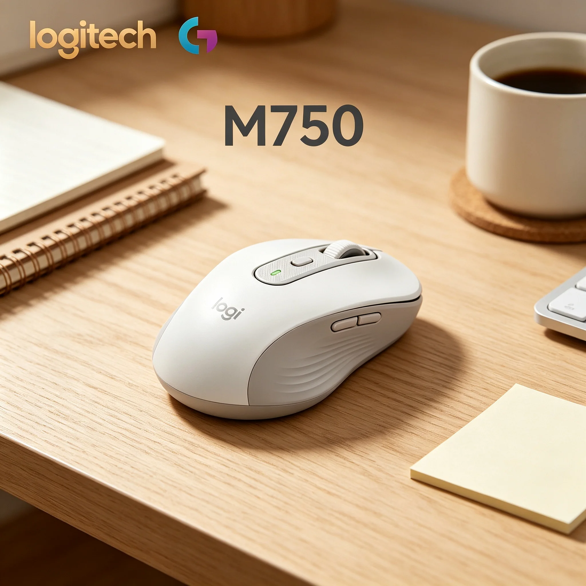 High Comfort Logitech M750 Ergonomic Wireless Mice Silent Buttons Multi‑Pairing Devices Portable Mouse for Home Study & Business