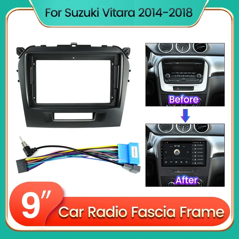 Car Radio Frame Cable for Suzuki Vitara 2014-2018 Android 2 Din Stereo Plastic Fascia Panel Adapter Dask Kit Fascia Frame Line