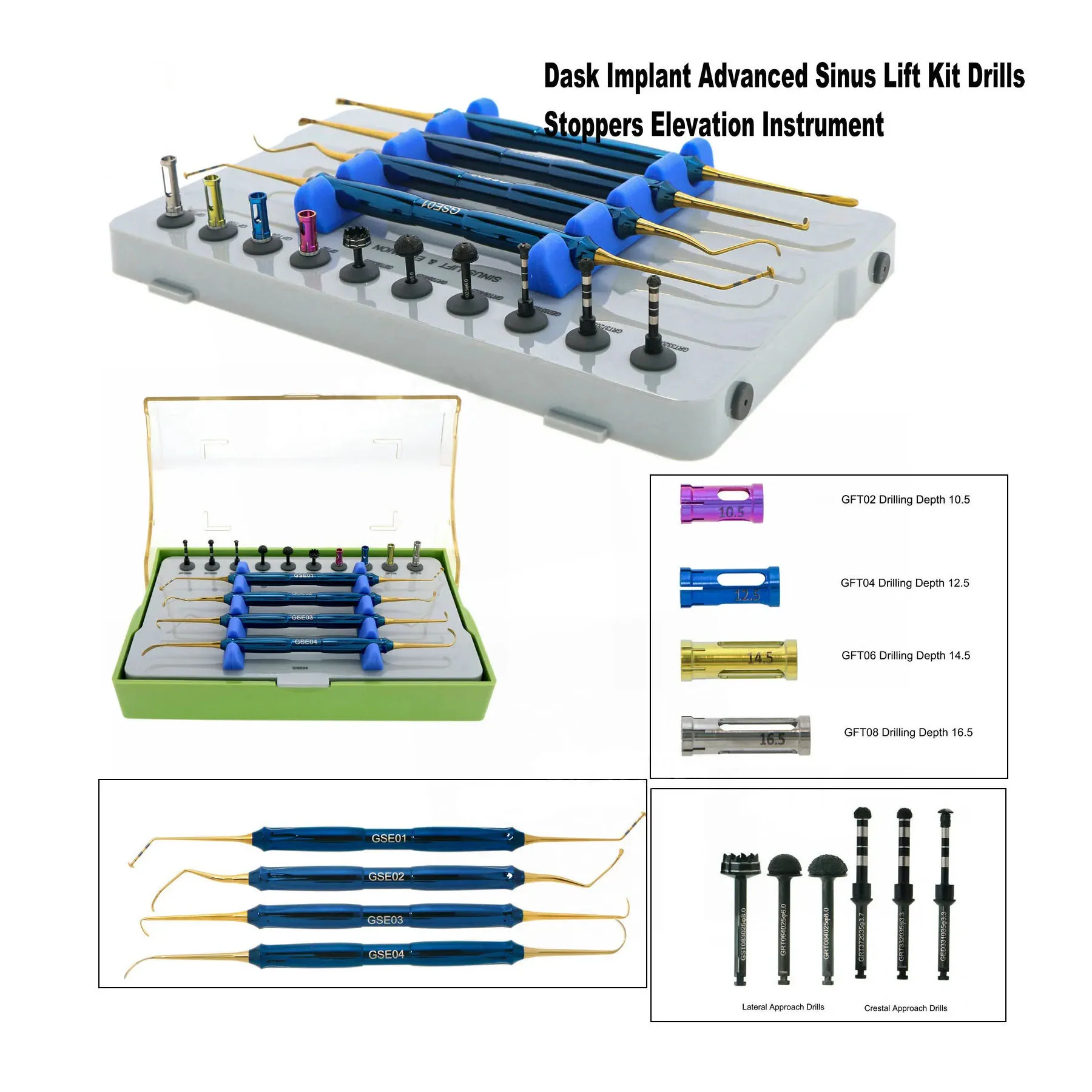 Dask Implant Advanced Sinus Lift Kits Drills Stoppers Elevation Instrument