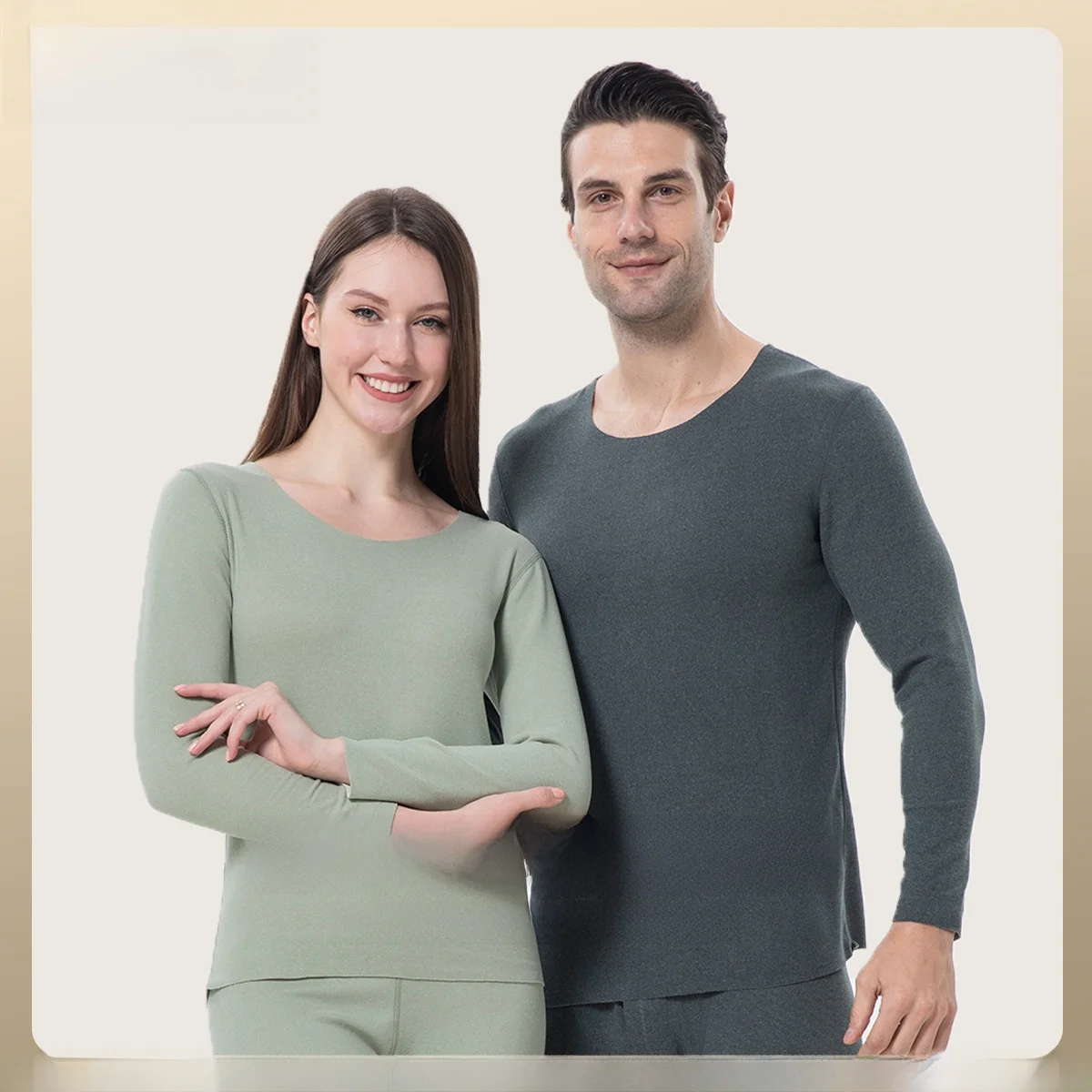 

Warmth Preservation Innerwear Set for Men And Women Fleece Lined Base Layer Shirt Slim Fit Home Clothes Polyester Fiber Long ...