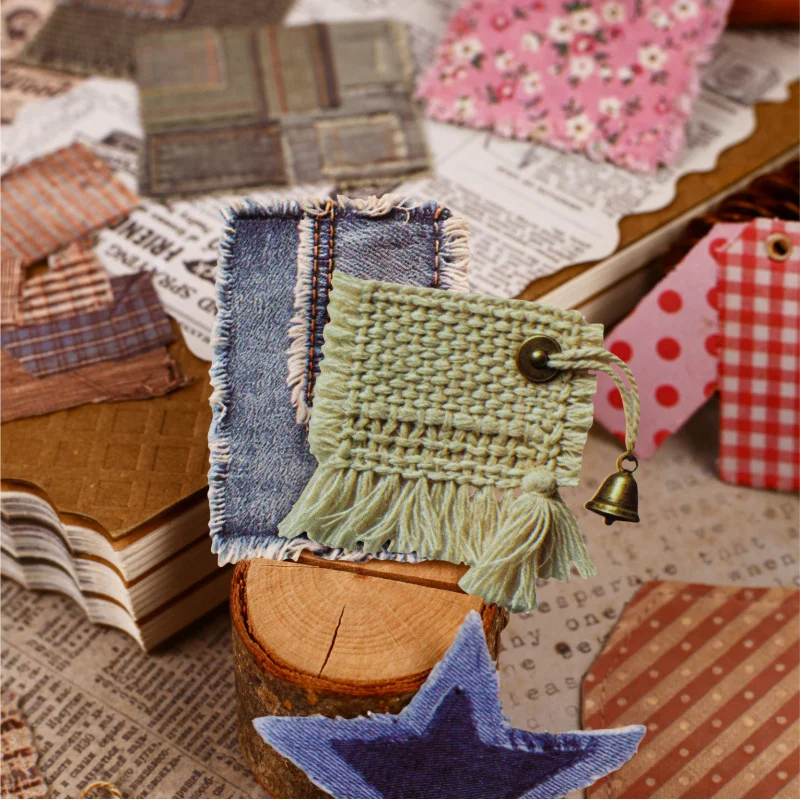 1pack/15pcs Vintage Old Object Cloth Texture Stickers Retro DIY Handmade Album Scrapbooking Decor Supplies