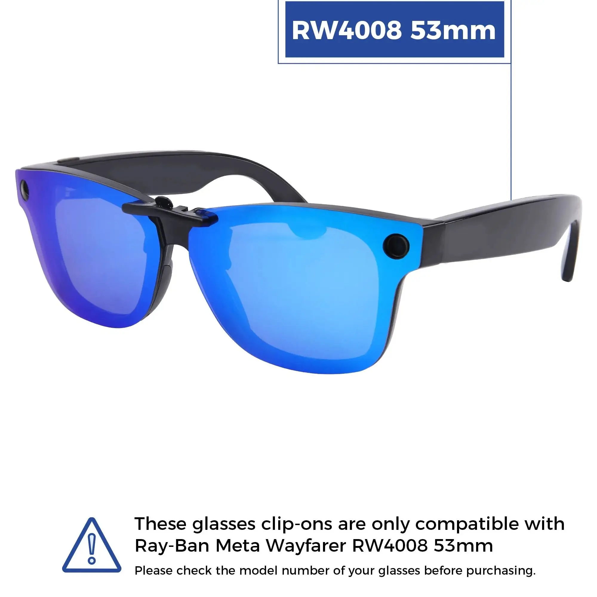 Rarayvix Polarized Clip-on Sunglasses Lenses Compatible with Ray-Ban Meta Wayfarer RW4008 53mm UV Protection Sunglasses