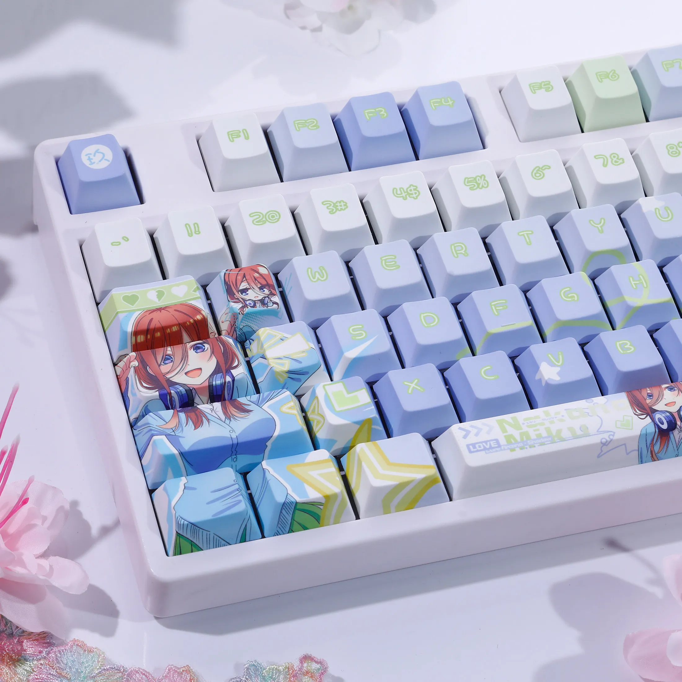 120 Keys The Quintessential Quintuplets Nakano Miku Keycaps PBT Cherry Profile Keycap Mechanical Keyboard Made68 Mad68 Wooting60