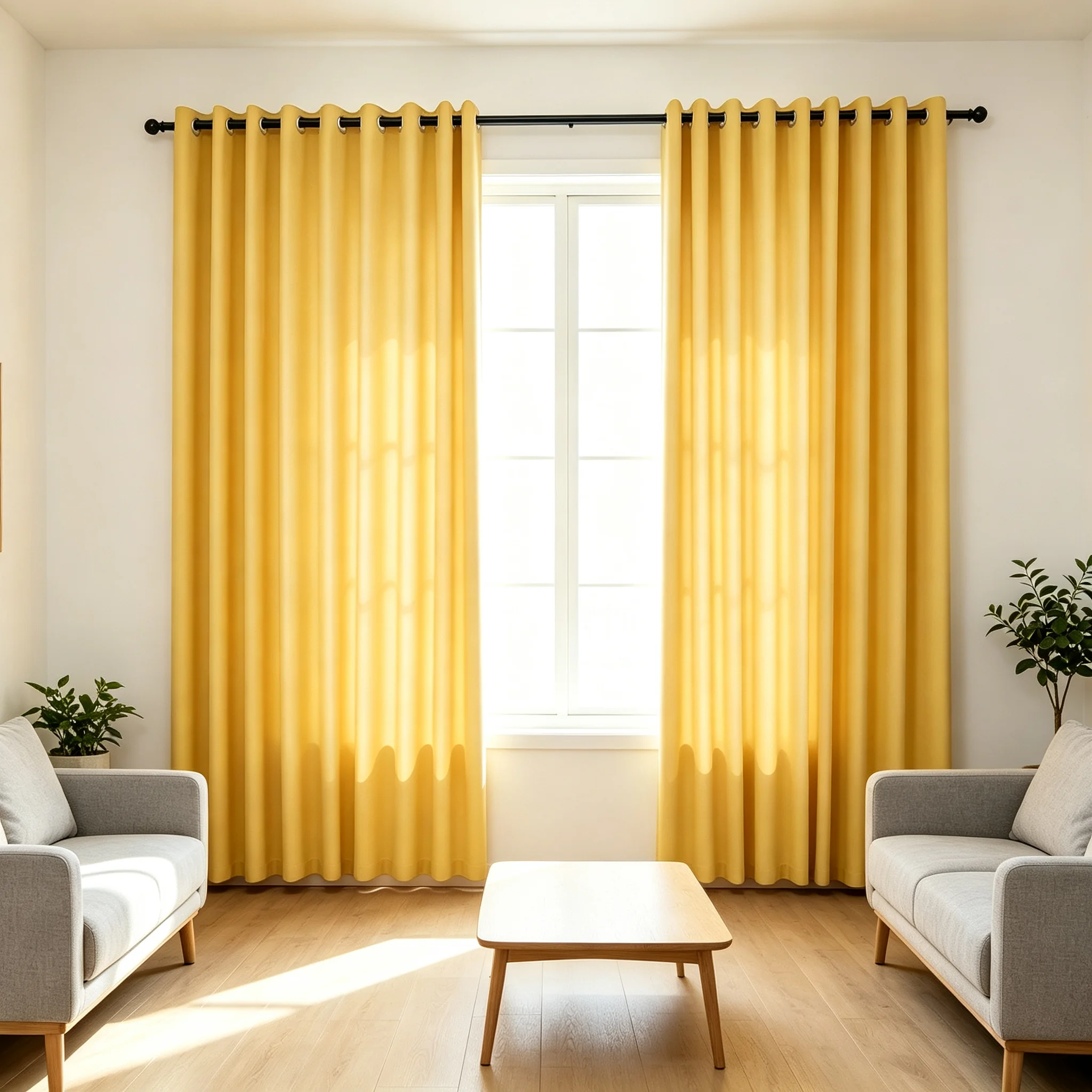 2 Panels Solid Grommet Curtains, High Precision Room Darkening Fabric, Modern Minimalist Floor Drapes for Living Room & Bedroom