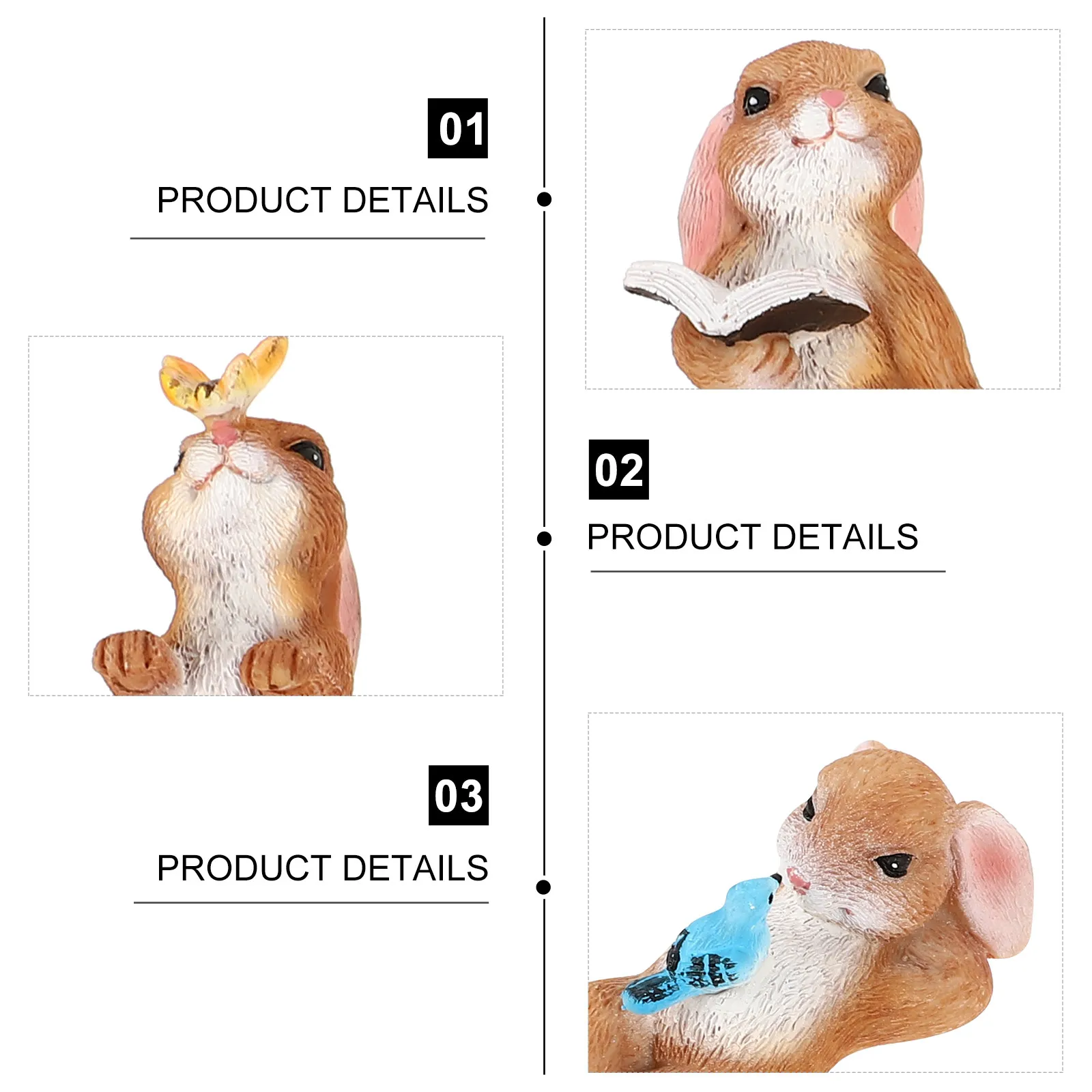 5Pcs Animal Pot Plant Decoration Lovely Rabbit Resin Ornament Garden Balcony Yard Scene Decor Rabbit Adornment