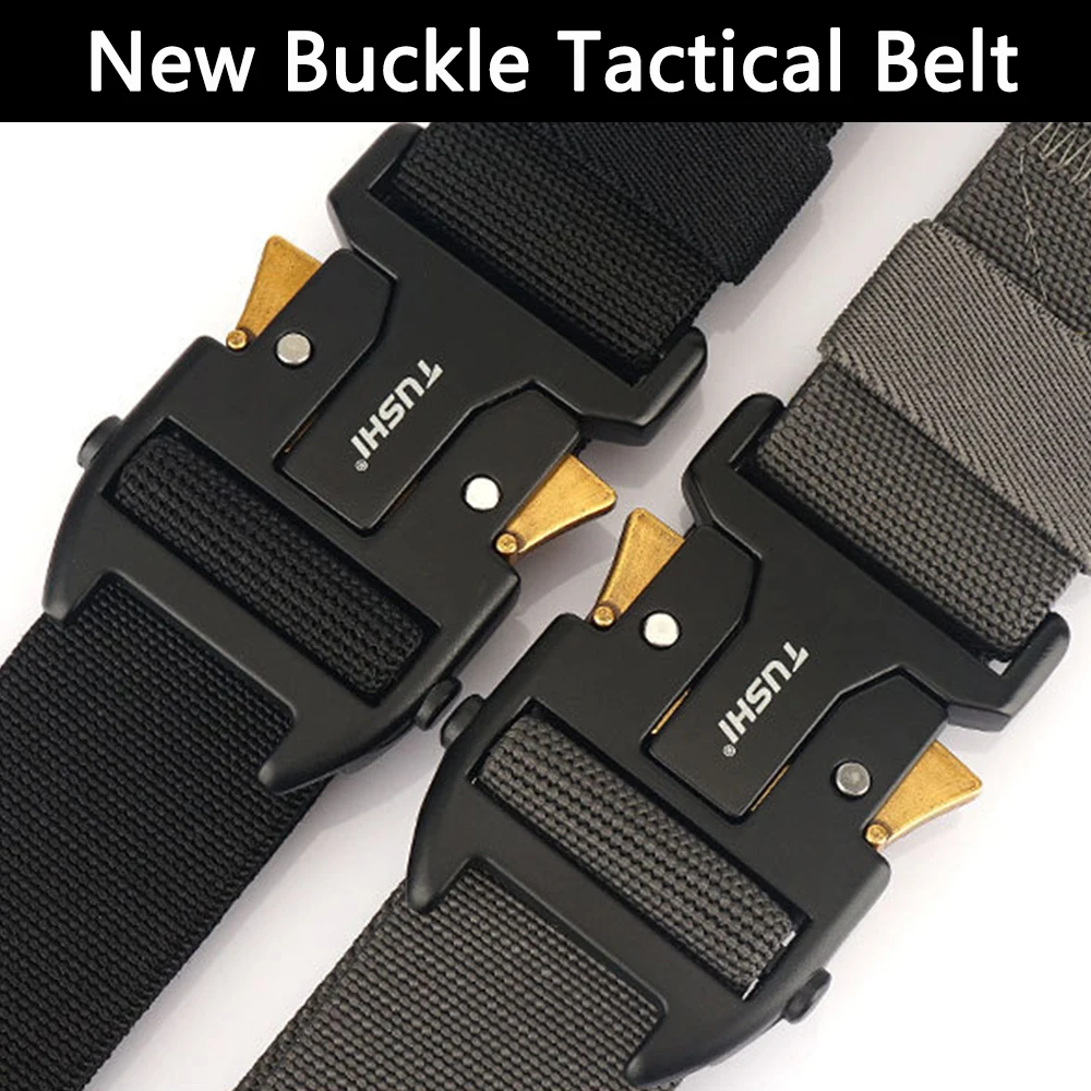 TUSHI New Quick Release Metal Pluggable Buckle Tactical Belt Breathable Elastic Military Belts For Men Pants Waistband Hunting