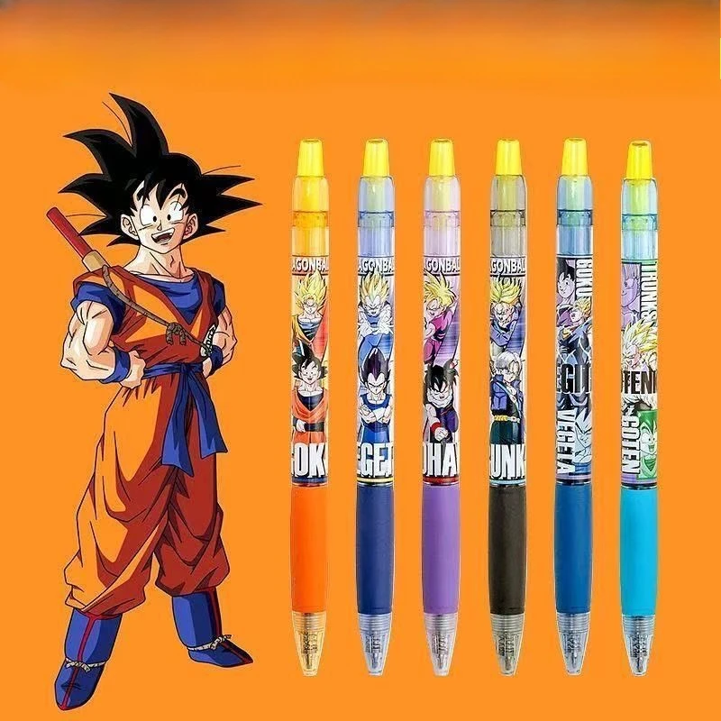 New Dragon Ball Anime Goku Gel Pen Cartoon Super Saiyan Press Pen Student Stationery 0.5 Black Gel Pen Holiday Gift Wholesale