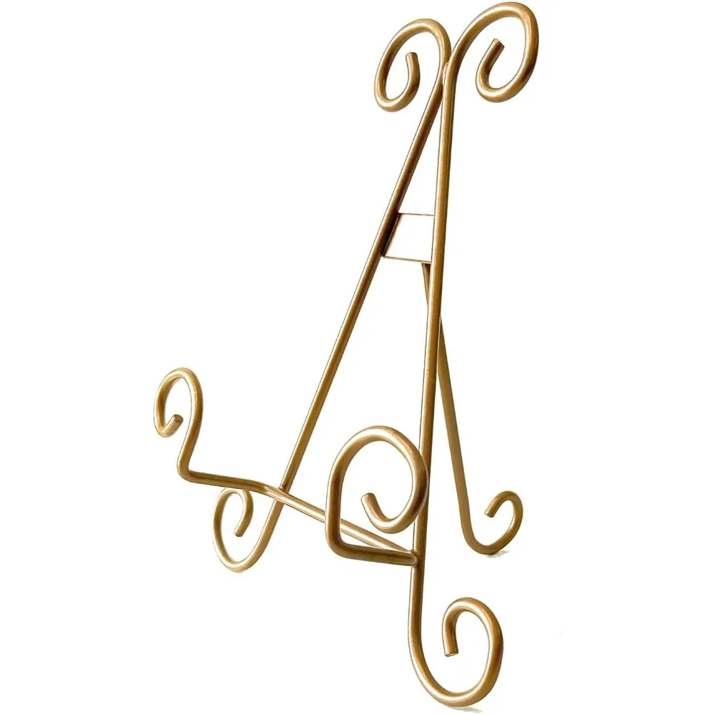 gold easel, tabletop plate and art holder, (gold, 12") (multiple sizes)