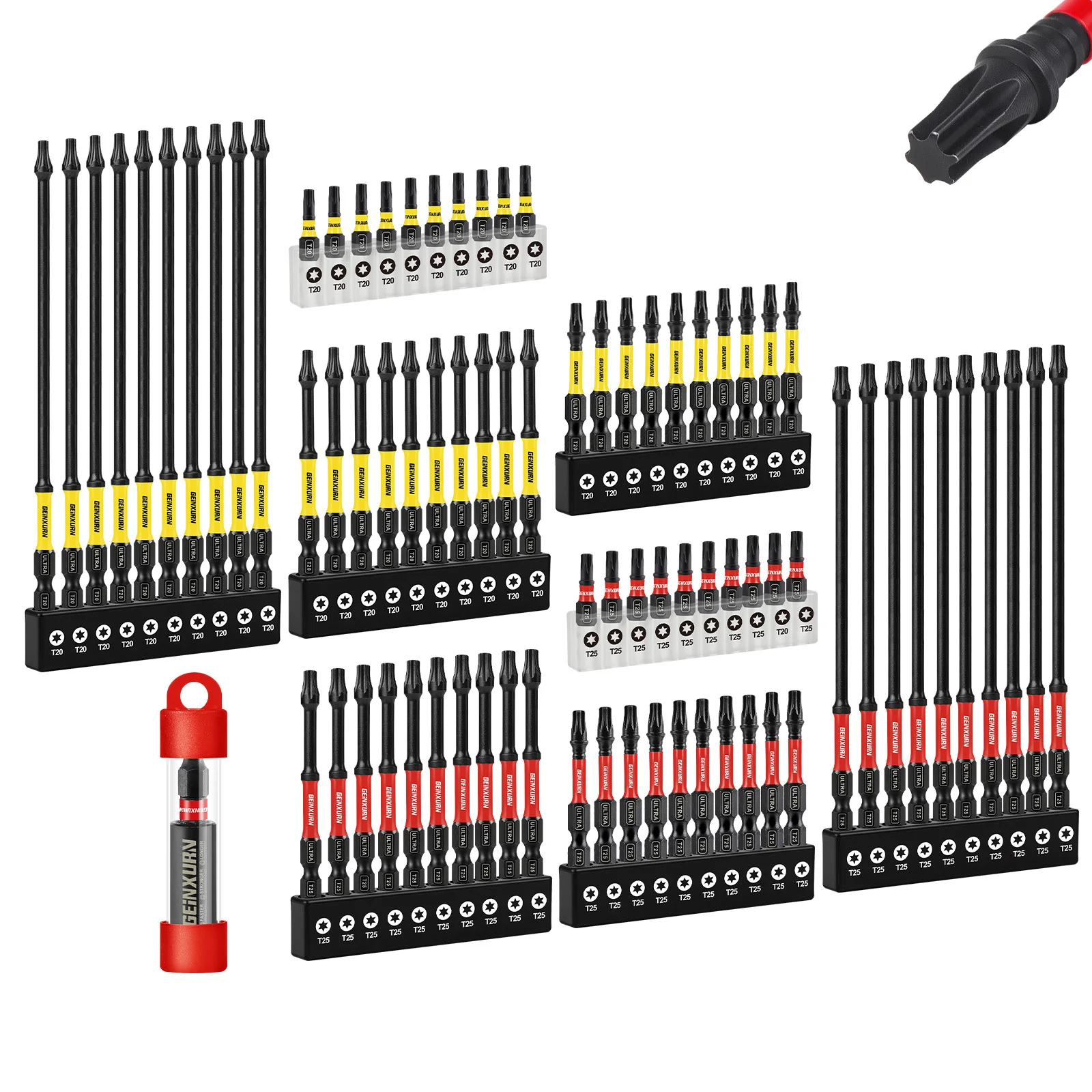 

Geinxurn Torx Screwdriver Bit Set(T20/T25),Impact Magnetic S2 Alloy Steel Star Bit with Bit Holder and Storage Organizer