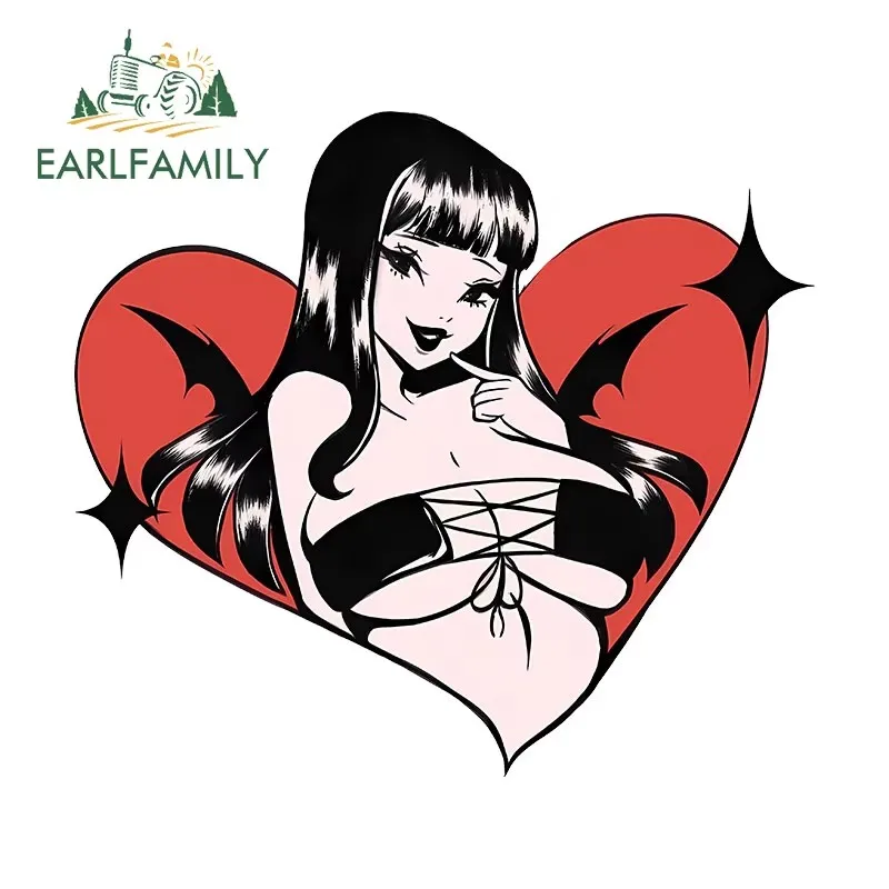 EARLFAMILY 13cm for Sexy Girl Devil Heart Shape Car Stickers Sunscreen Creative Decals Waterproof Vinyl Car Wrap Simple Decor