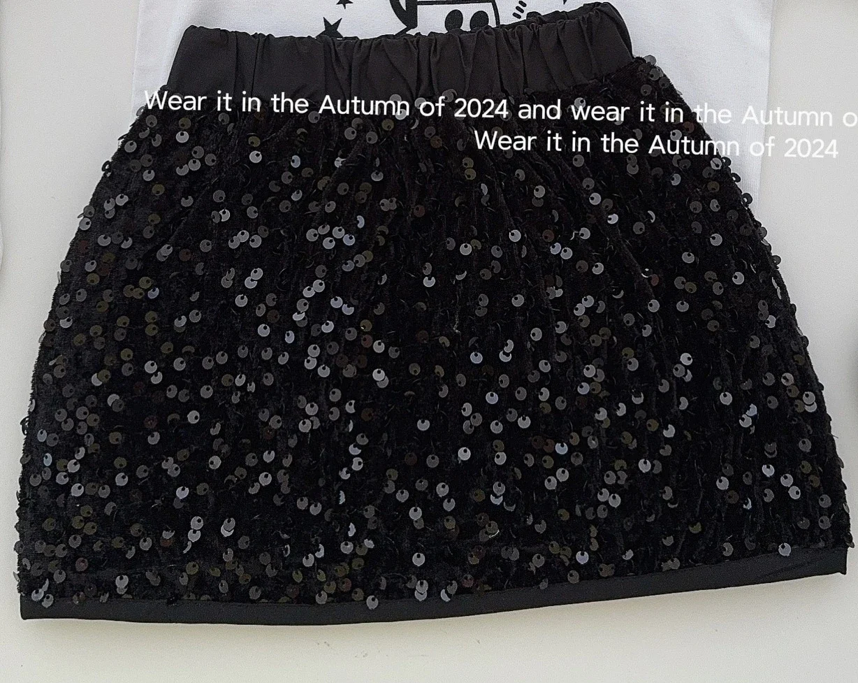 2024 Autumn and Winter High-end Fashion A-line Skirt for Girls High-quality Sequined Skirt New Children Skirt