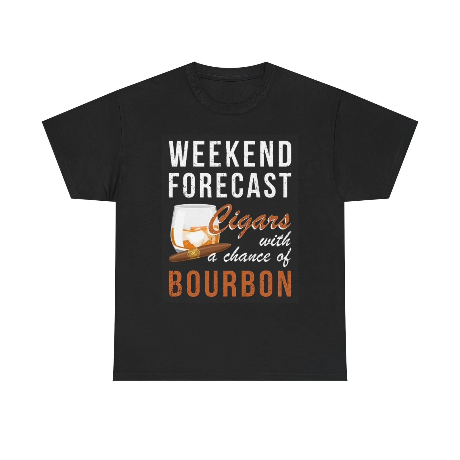 Weekend Forecast Bourbon And Cigars Graphic T Shirt Unisex Heavy Cotton Tee
